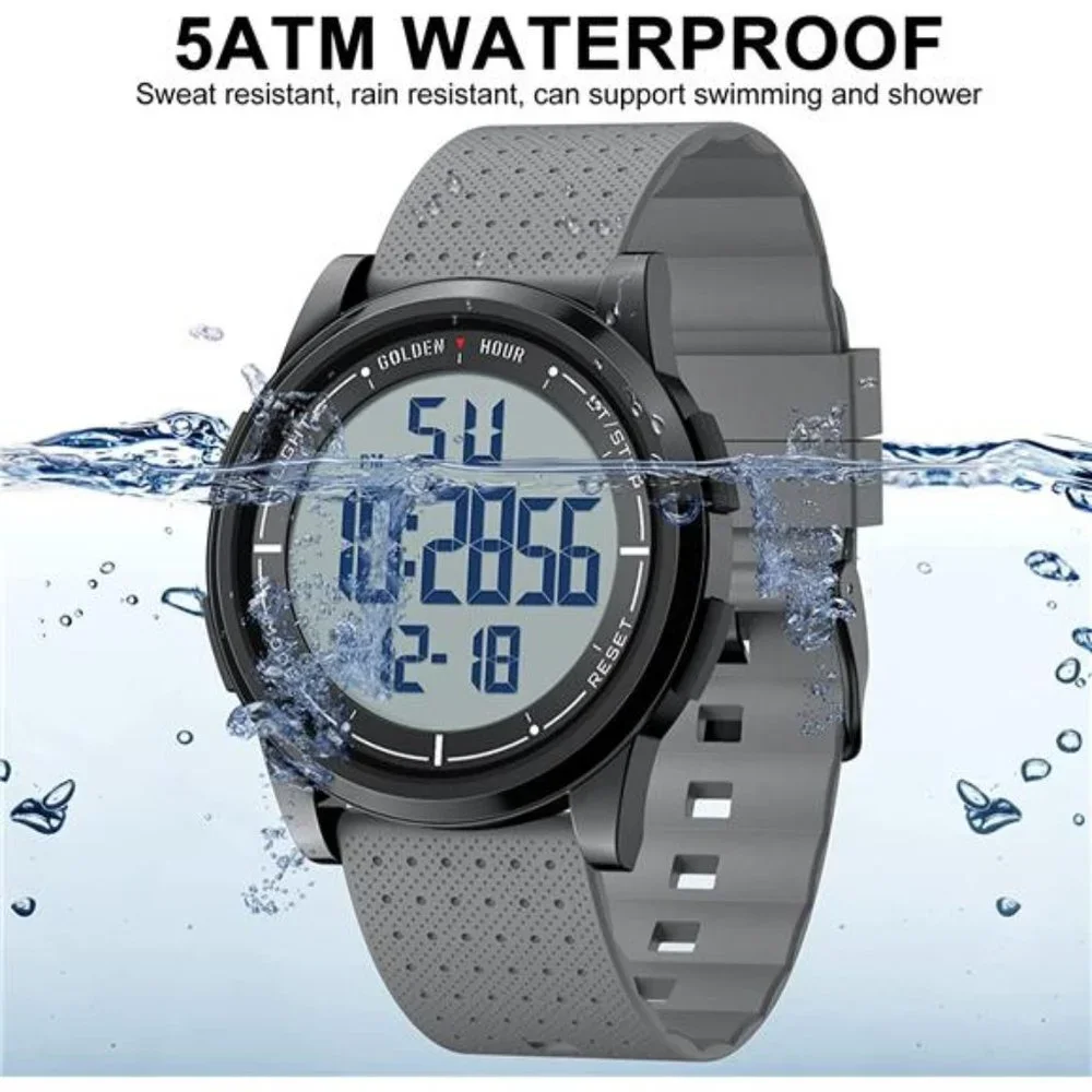 Ultra-Thin Minimalist Sports Waterproof Digital Watches Men, Gray